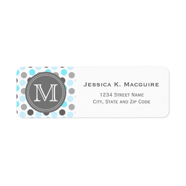 Monogrammed Blue Polka Dot Pattern (Front)