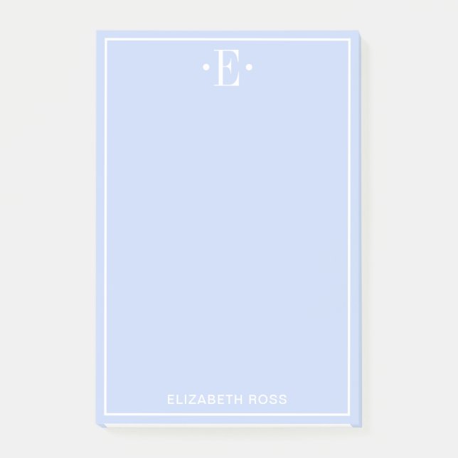 Monogrammed Blue Post-it Notes (Front)