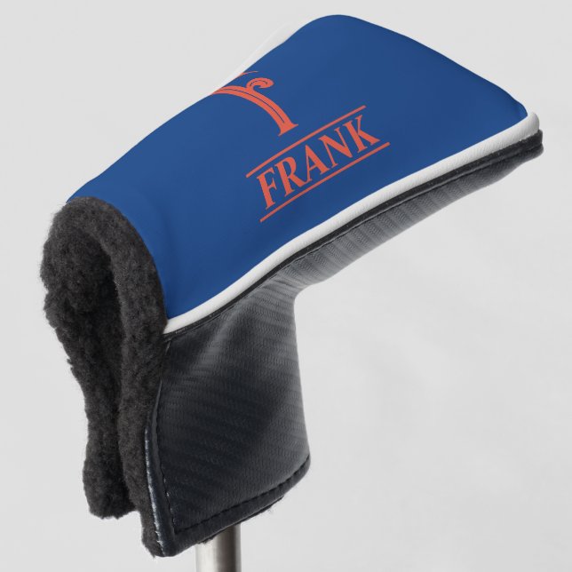 Monogrammed Blue Putter Head Cover (3/4 Front)