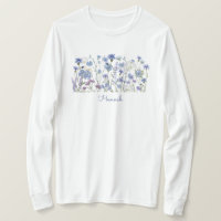 Monogrammed Blue Watercolor Wildflower Meadow