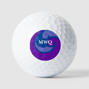 Monogrammed Blue Wave Golf Ball