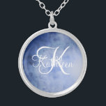 Monogrammed Blue White Watercolor Initial Name Silver Plated Necklace<br><div class="desc">Monogrammed Blue and White Watercolor Silver necklace or locket This would make a great gift for your bridesmaids or a great gift for any women.</div>