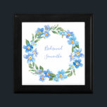 Monogrammed Blue Yellow Floral Wedding Party Gift  Gift Box<br><div class="desc">Monogram this lovely blue and yellow floral wreath jewellery gift box for your bridal party and the mother of the bride as well as the mother of the groom.</div>