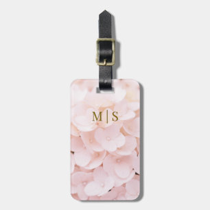 Monogrammed Blush Pink Flower Blossom Petals Luggage Tag