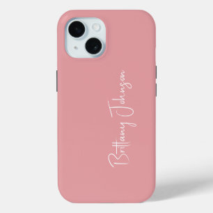 Monogrammed Blush Pink iPhone 15 Case