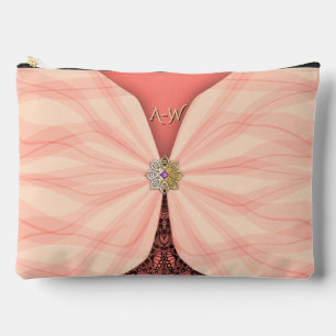 Monogrammed Blush Pink Jewel Textile Illusion  Accessory Pouch