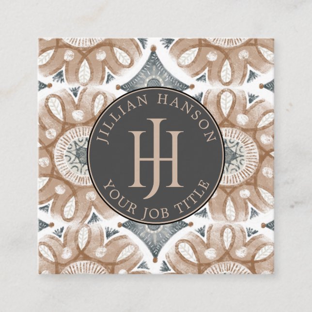 Monogrammed Boho Business Card (Front)