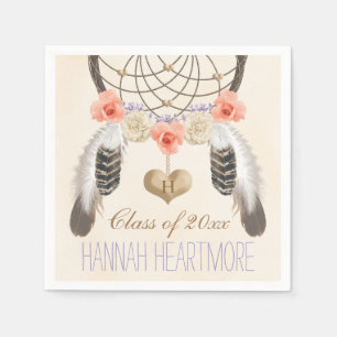 Monogrammed Boho Dream Catcher Graduation Party Napkin
