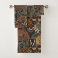 Monogrammed Boho florals Leaves Jungle
