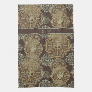 Monogrammed Boho Moody Mandalas Tea Towel