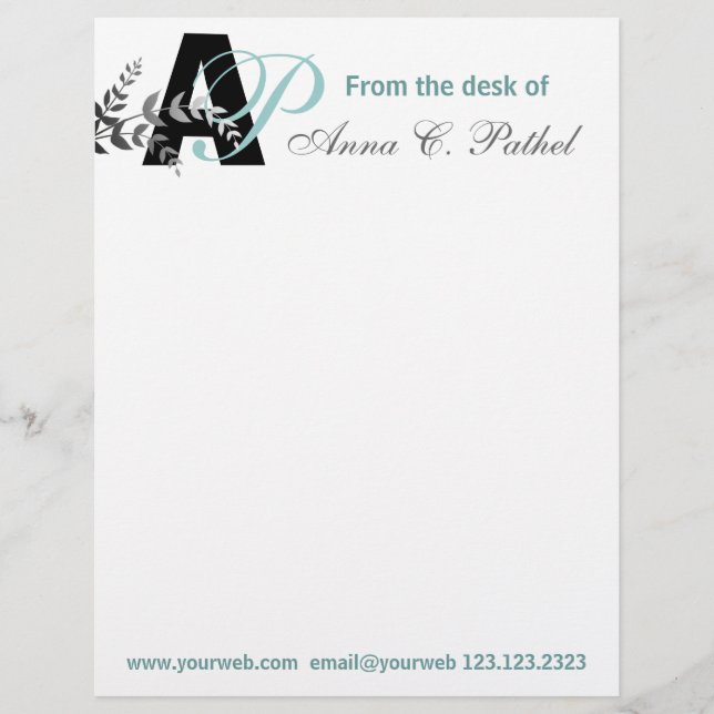 Monogrammed Bold Initials Personalised Business Customised Letterhead (Front)