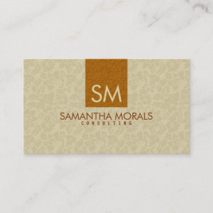 Monogrammed Bold Modern Beige & Brown Damasks Business Card