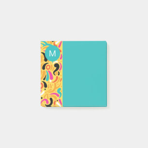 Monogrammed Boldy Colored Abstract Post-it Notes
