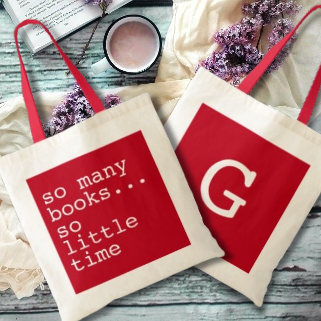 Monogrammed Book Lovers So Many Books Tote Bag (Creator Uploaded)