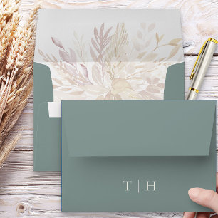 Monogrammed Botanical Foliage Sage Green Envelope