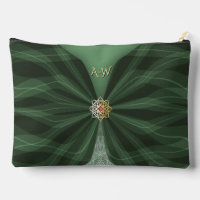 Monogrammed Botanical Green Textile Illusion  
