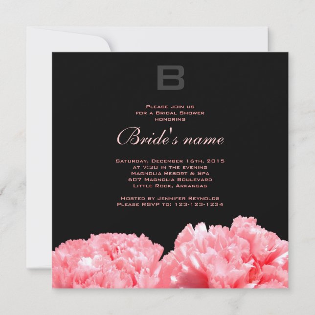 Monogrammed Bridal Shower Invitation (Front)