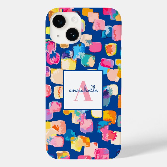 Monogrammed Bright Abstract Name Case-Mate iPhone Case (Back)