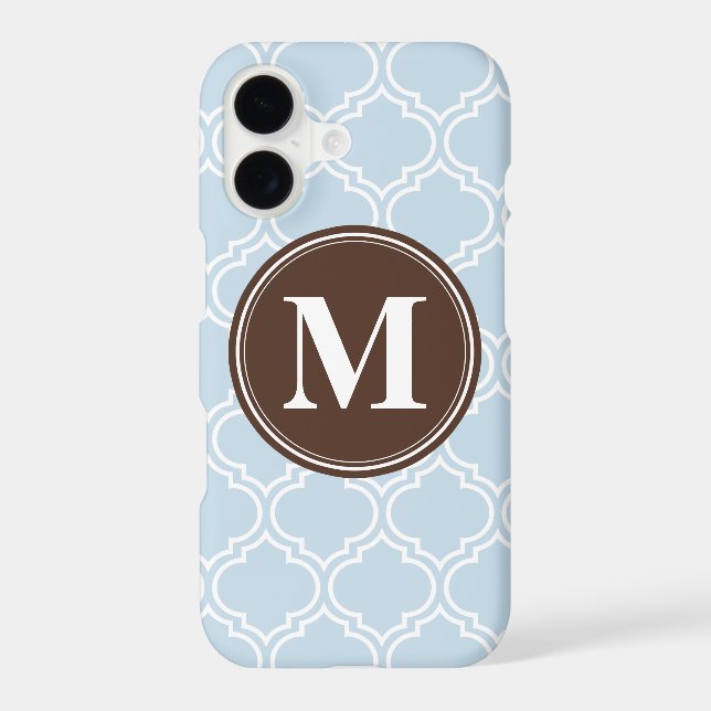 Monogrammed Brown Baby Blue Trellis Pattern (Back)