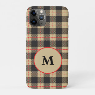 Monogrammed Brown Black and Red Buffalo Case-Mate iPhone Case