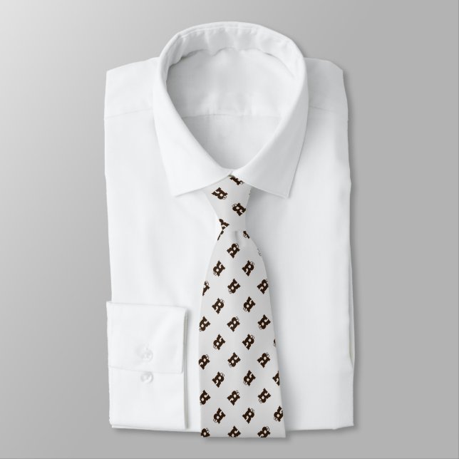 Monogrammed Brown Fun Alphabet Pattern Elegant Tie (Tied)