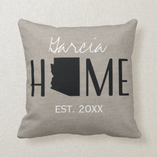 Monogrammed Burlap Home State Arizona Cushion