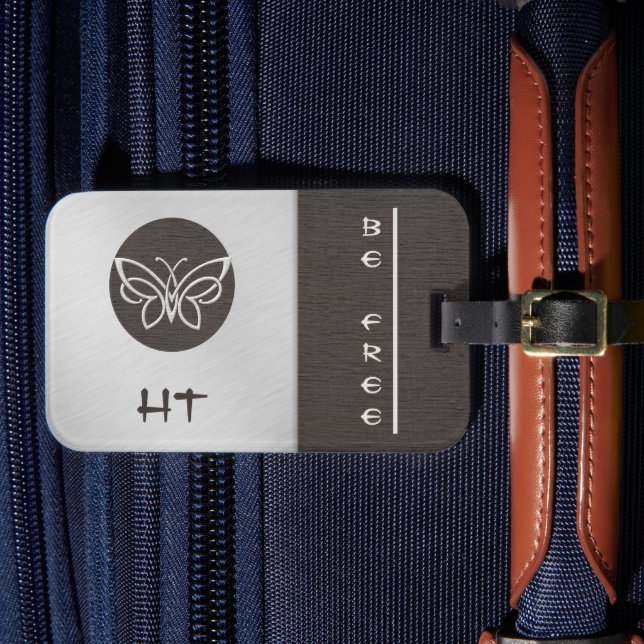 Monogrammed Butterfly Linen Look Luggage Tag (Front Insitu 4)