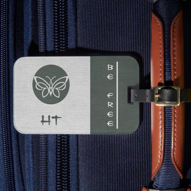 Monogrammed Butterfly Linen Look Luggage Tag (Front Insitu 4)