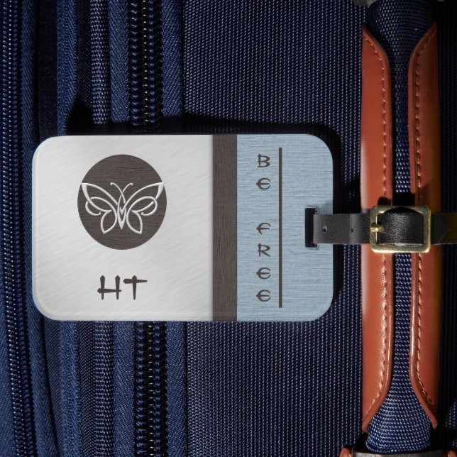 Monogrammed Butterfly Linen Look Luggage Tag (Front Insitu 4)