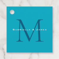 Monogrammed Calligraphy Azure Blue Modern Plain