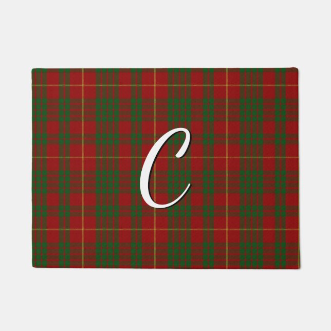 Monogrammed Cameron Tartan Plaid Door Mat (Front)