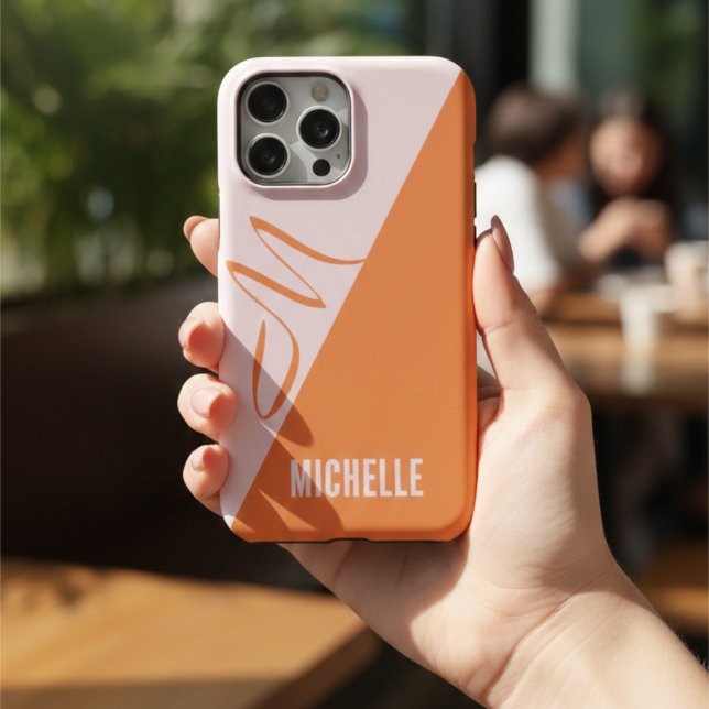 Monogrammed Cantaloupe & Blush Pink Colour Block (Creator Uploaded)