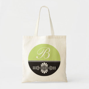 Monogrammed Canvas Tote Bags:Lime Green & Black Bag