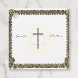 Monogrammed Catholic Vintage Wedding Favour Tags