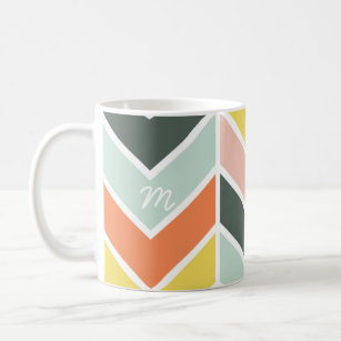 Monogrammed   Cheerful Chevron by Origami Prints Coffee Mug