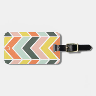Monogrammed   Cheerful Chevron by Origami Prints Luggage Tag