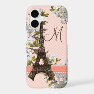 Monogrammed Cherry Blossom Eiffel Tower