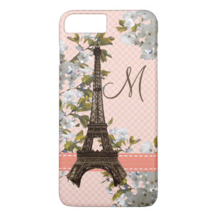 Monogrammed Cherry Blossom Eiffel Tower Case-Mate iPhone Case