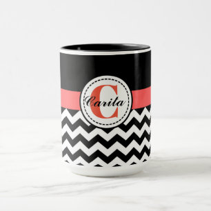 Monogrammed Chevron 15 Oz Combo Mug