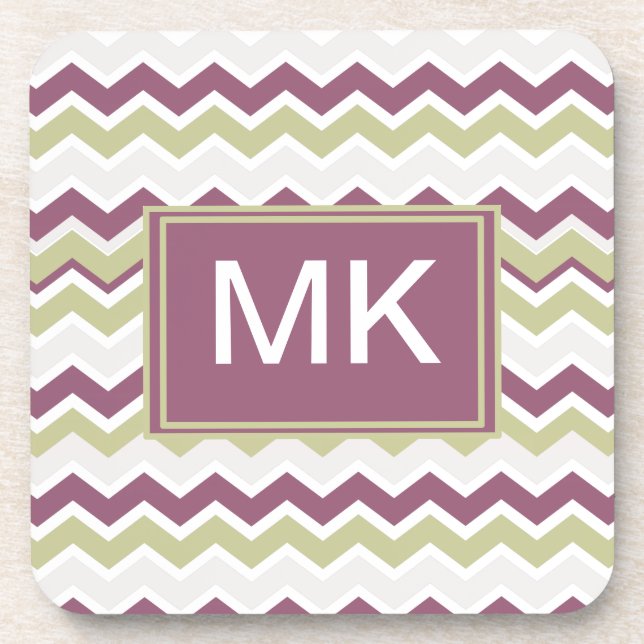 Monogrammed Chevron Brick Coaster (Front)