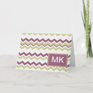 Monogrammed Chevron Brick Note Card