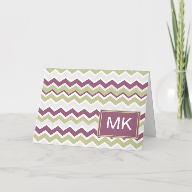 Monogrammed Chevron Brick Note Card (Front)