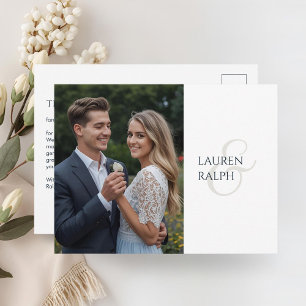 Monogrammed Chic Elegant Couple Photo Thank You Postcard