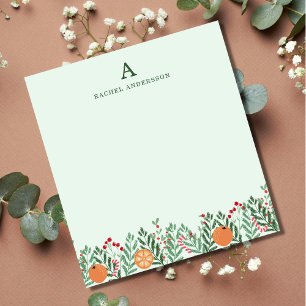 Monogrammed Christmas Flowers Notepad