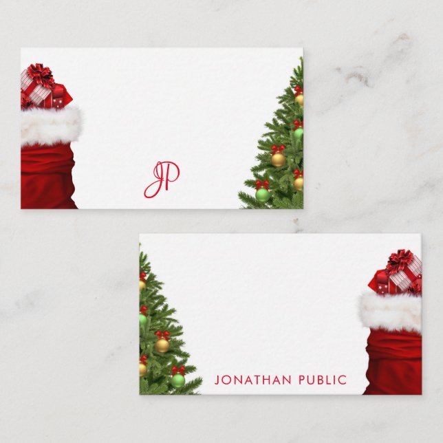 Monogrammed Christmas Hand Script Template (Front/Back)