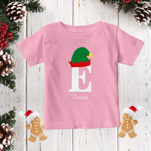 Monogrammed Christmas Name Shirt, Elf Hat, Family  Baby T-Shirt (Creator Uploaded)