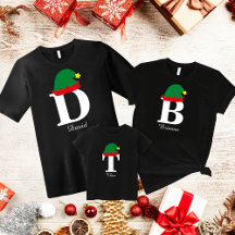 Monogrammed Christmas Name Shirt, Elf Hat, Family