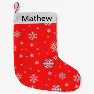 Monogrammed Christmas red pattern snowflakes cute  Small Christmas Stocking