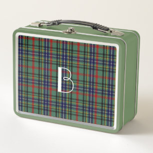 Monogrammed Clan Bisset Plaid Metal Lunch Box