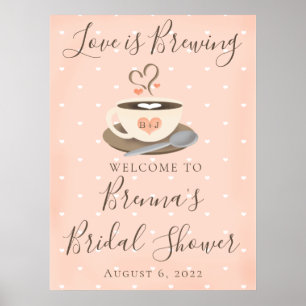 Monogrammed Coffee Cup Bridal Shower Welcome Sign